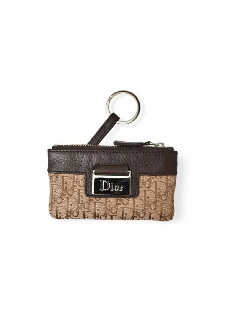 Dior Key Pouch Coin Case Street Chic Beige Brown